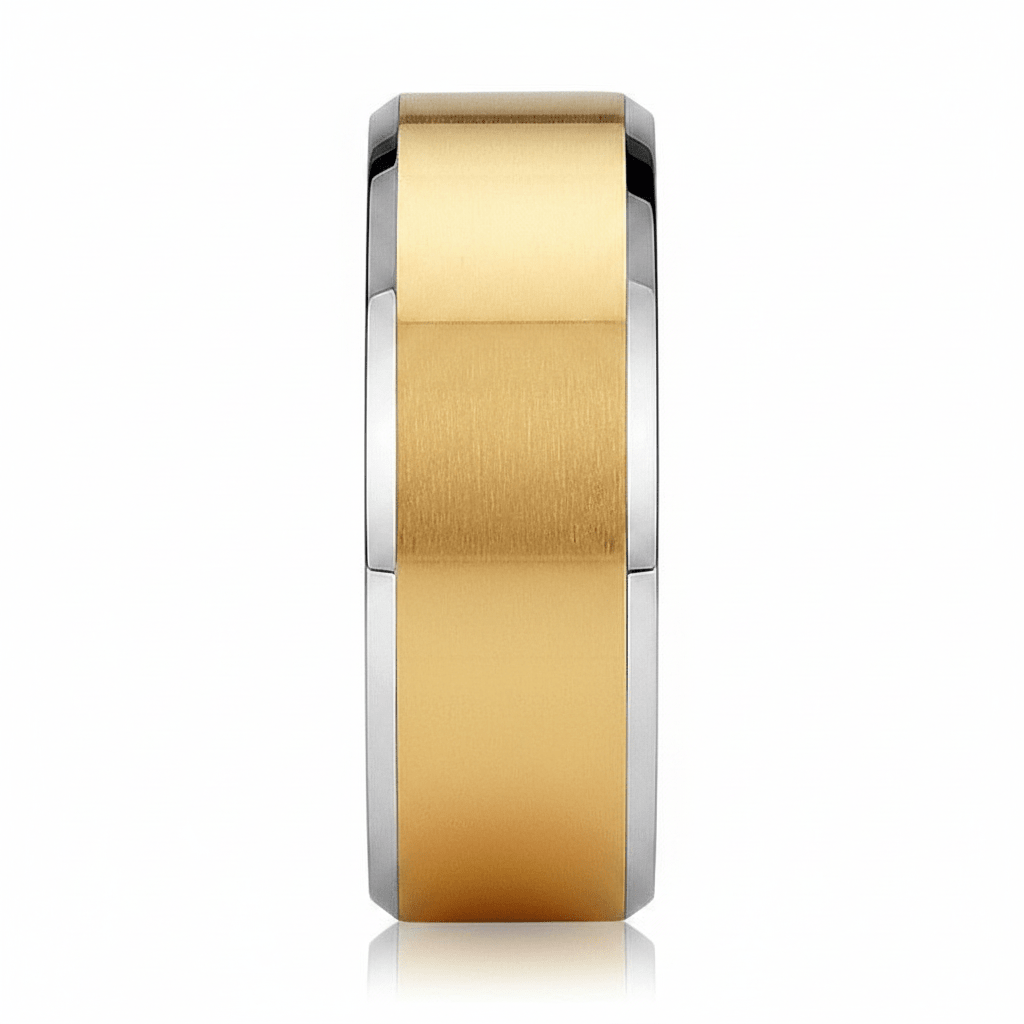 TROOPER — angled view — men's tungsten carbide wedding ring | Aydins Jewelry