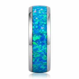 TROPIC — Front-facing straight-on view — men's tungsten wedding ring.