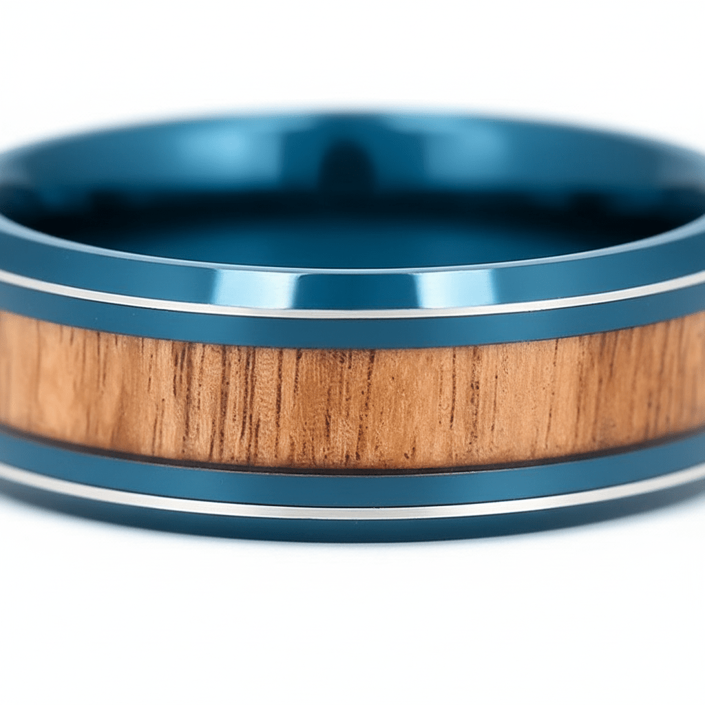 TROPICUS — close-up detail — men's tungsten carbide wedding ring | Aydins Jewelry