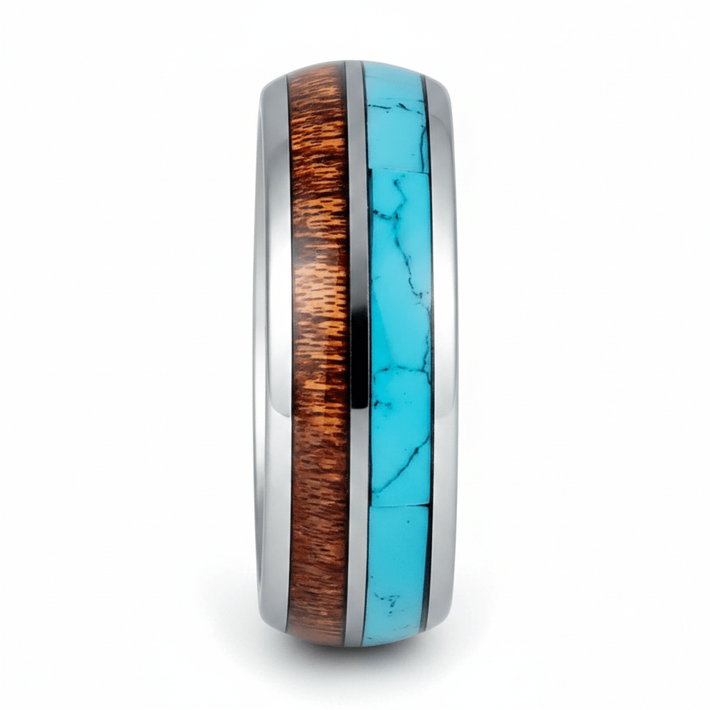 TURKOA — Front-facing straight-on view — men's tungsten wedding ring.