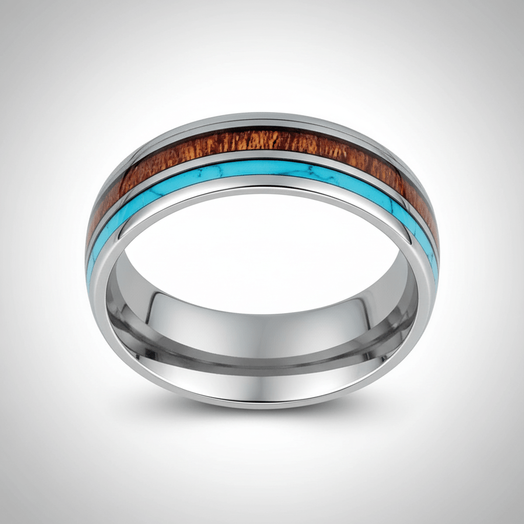 TURKOA — Center-through axial view — men's tungsten wedding ring.
