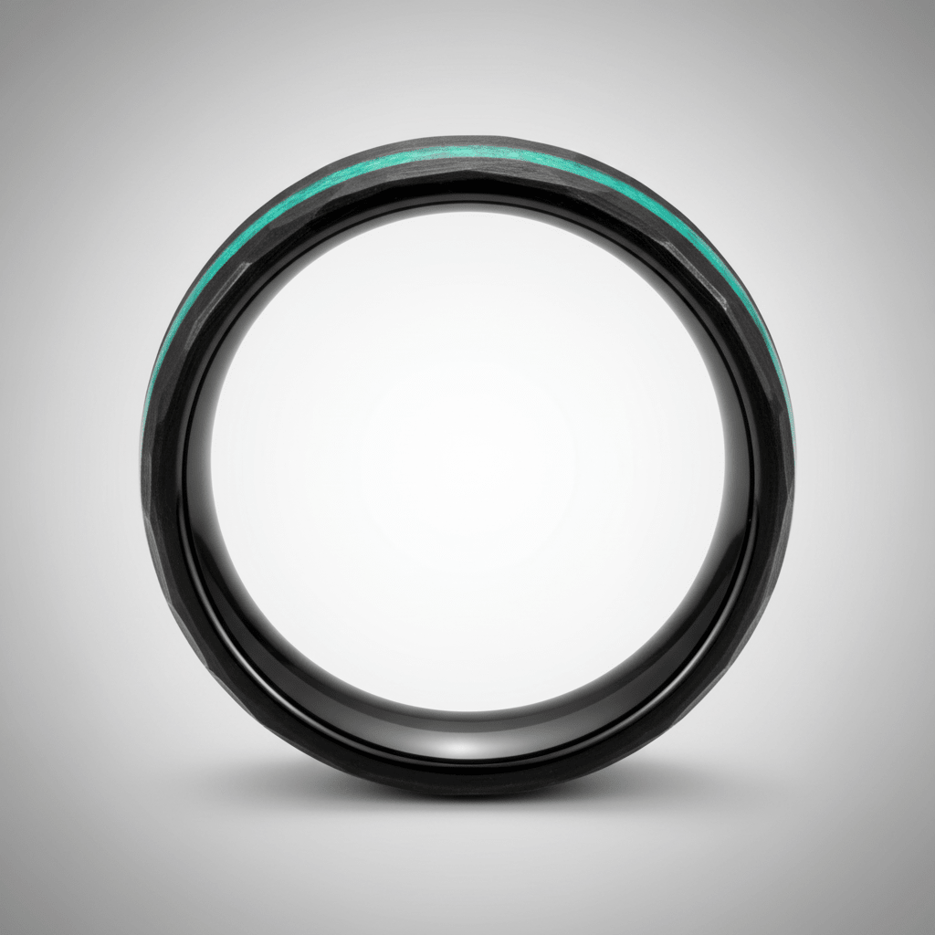 TURQUISEA — Center-through axial view — men's tungsten wedding ring.