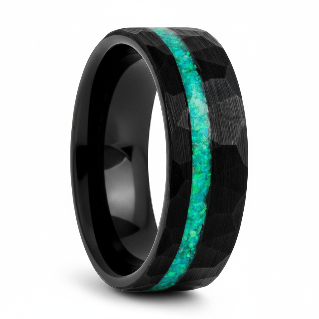 TURQUISEA — Hero product shot — men's tungsten wedding ring.