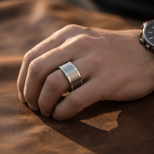 VAGA — lifestyle on hand — men's tungsten carbide wedding ring | Aydins Jewelry