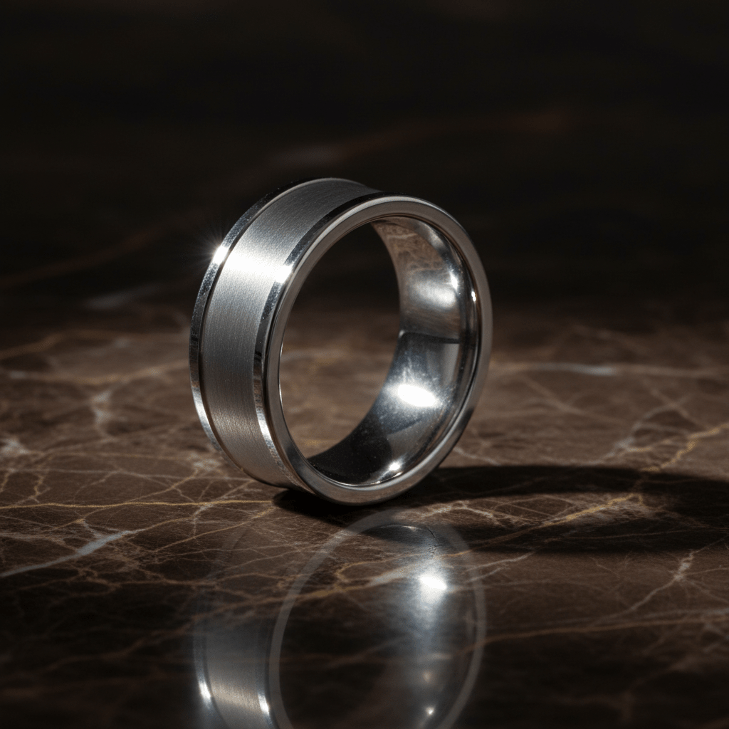 VAGA — detail view — men's tungsten carbide wedding ring | Aydins Jewelry