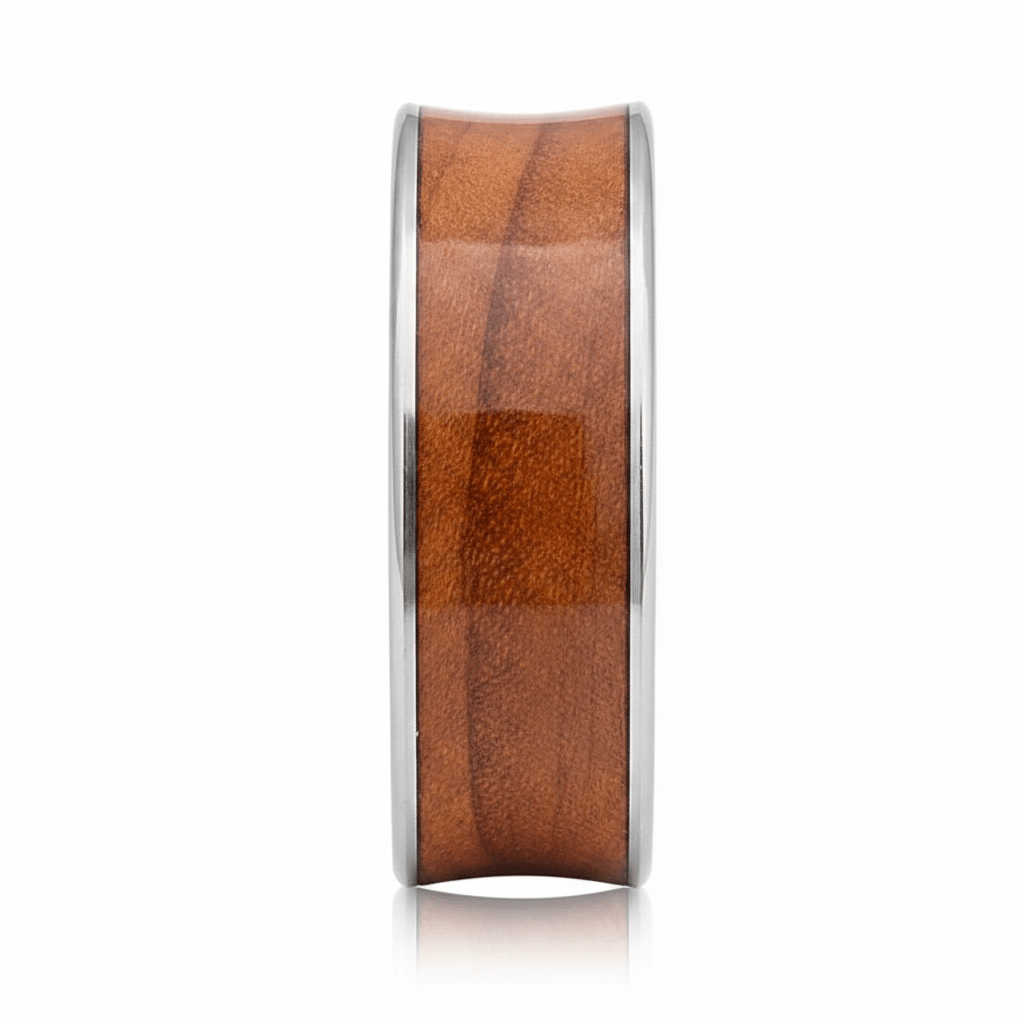 VANISH — Front-facing straight-on view — men's tungsten wedding ring.