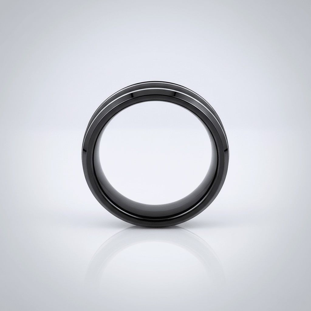VELUTUS — alternate angle — men's tungsten carbide wedding ring | Aydins Jewelry