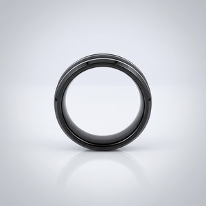 VELUTUS — alternate angle — men's tungsten carbide wedding ring | Aydins Jewelry