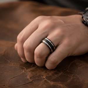 VELUTUS — lifestyle on hand — men's tungsten carbide wedding ring | Aydins Jewelry