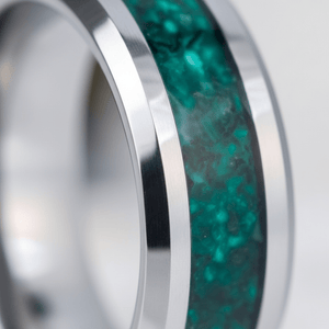 VERDORA — Extreme macro detail — men's tungsten wedding ring.