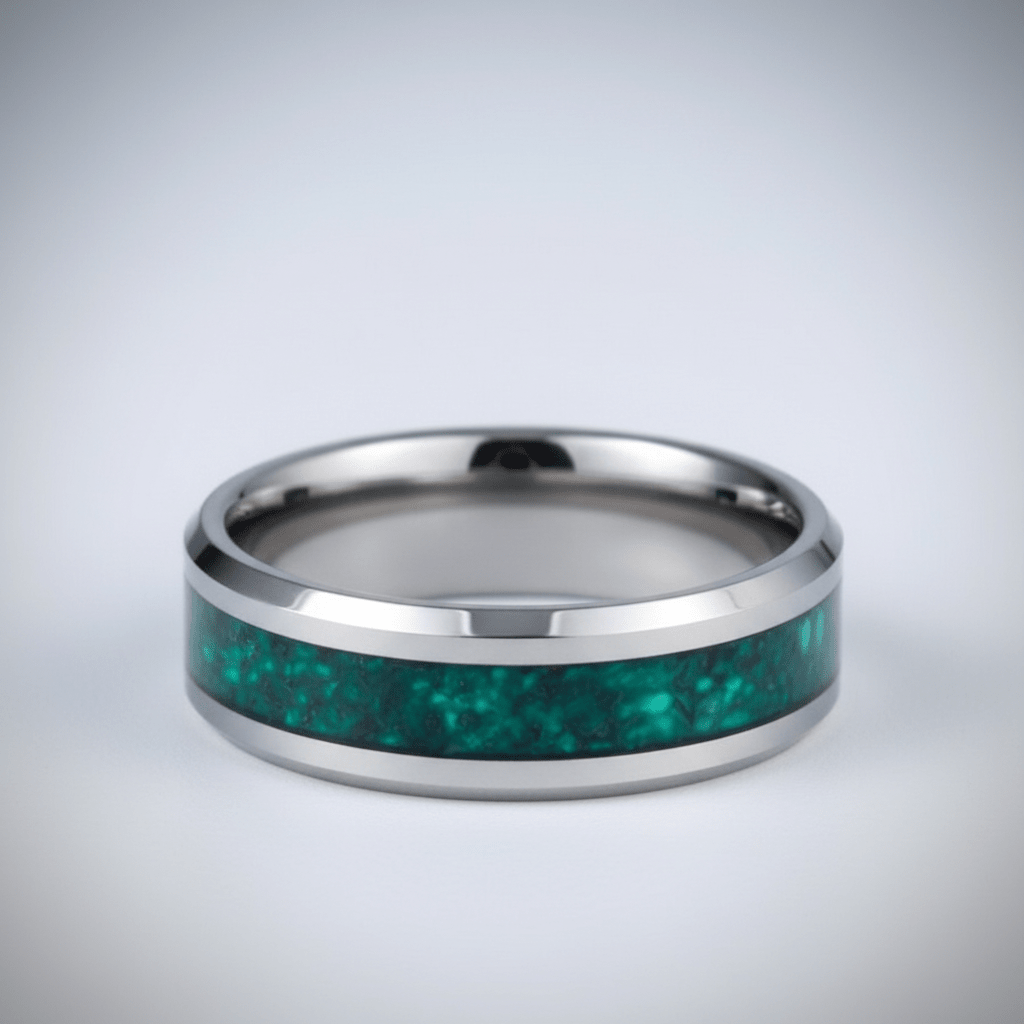 VERDORA — Center-through axial view — men's tungsten wedding ring.