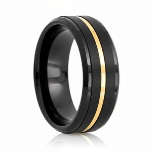 VERTEX — Hero product shot — men's tungsten wedding ring.
