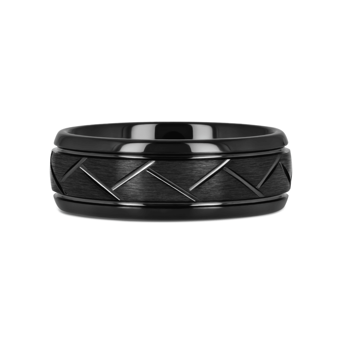 VIGIL Black tungsten Christian wedding ring — angle 3
