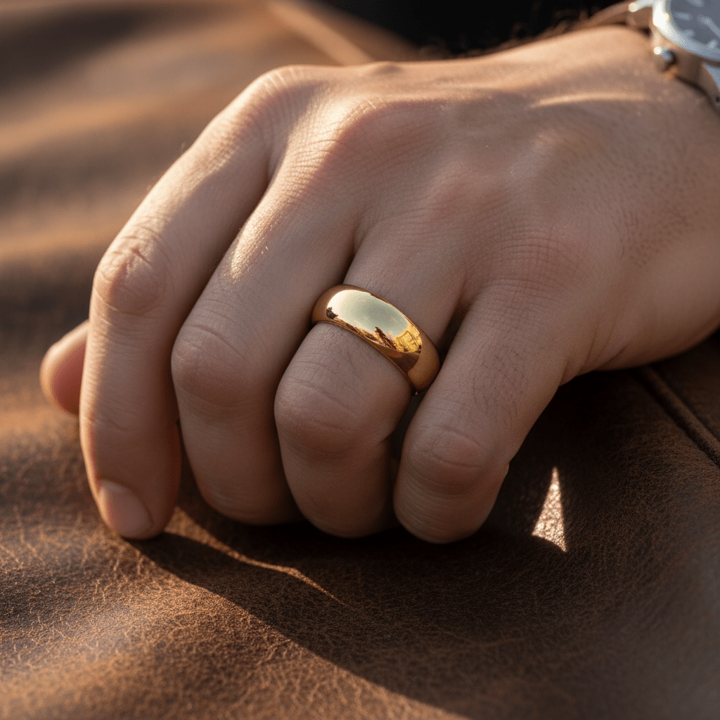 VIGILANT - Lifestyle photo on hand - men's tungsten wedding ring.