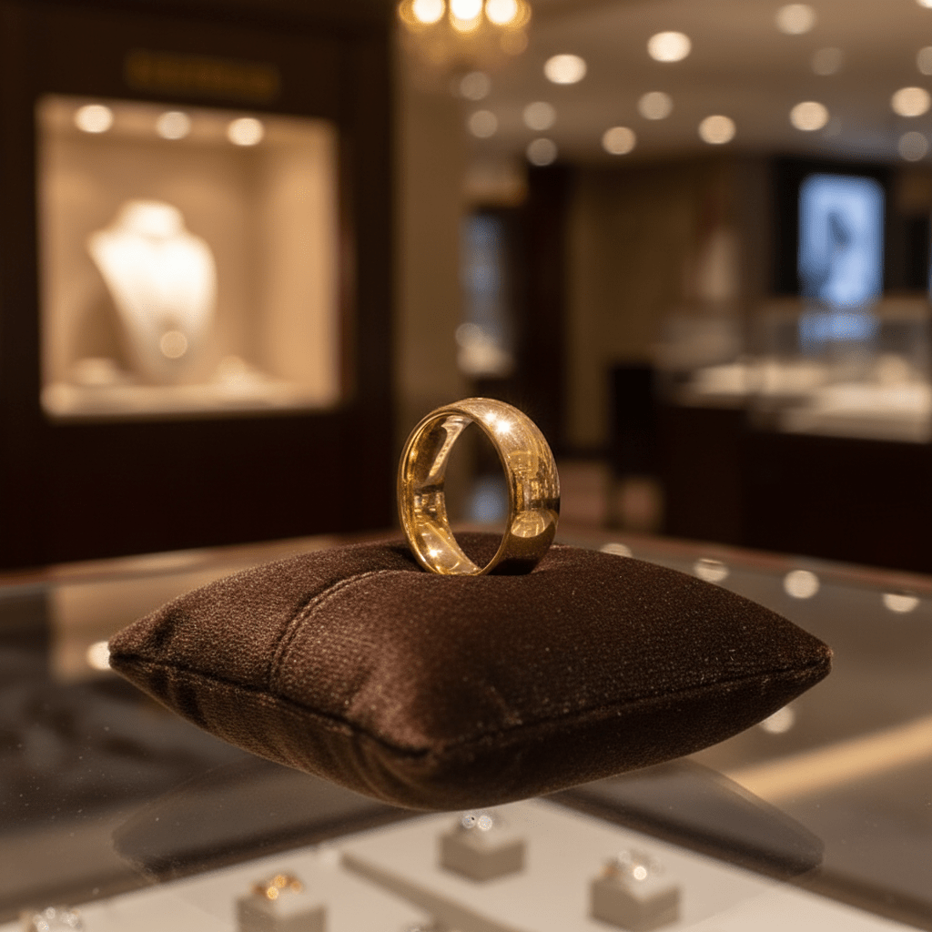 VIGILANT - Premium boutique display on velvet - men's tungsten wedding ring.