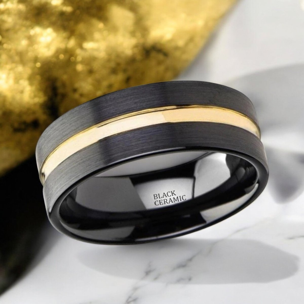 VIVALDI Black Ceramic men's wedding band, image 2