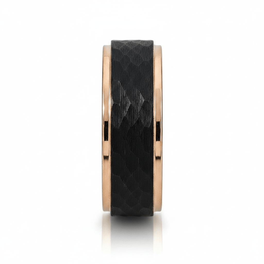 VOLANTIS — angled view — men's tungsten carbide wedding ring | Aydins Jewelry