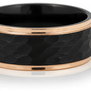 VOLANTIS — close-up detail — men's tungsten carbide wedding ring | Aydins Jewelry