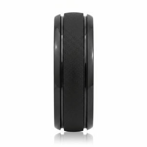 VORTEX — Front-facing straight-on view — men's tungsten wedding ring.