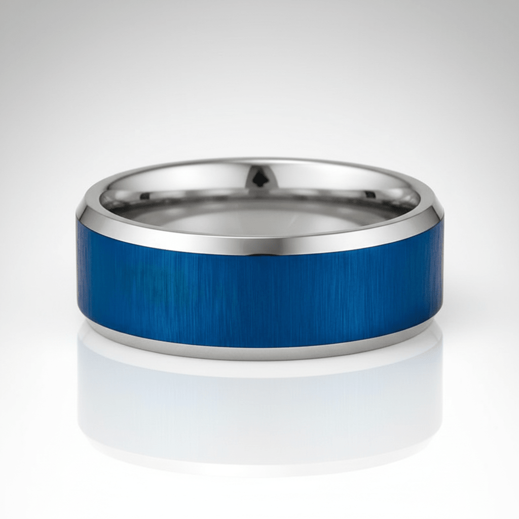 WAYLON — Center-through axial view — men's tungsten wedding ring.