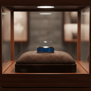 WAYLON — Premium boutique display on velvet — men's tungsten wedding ring.