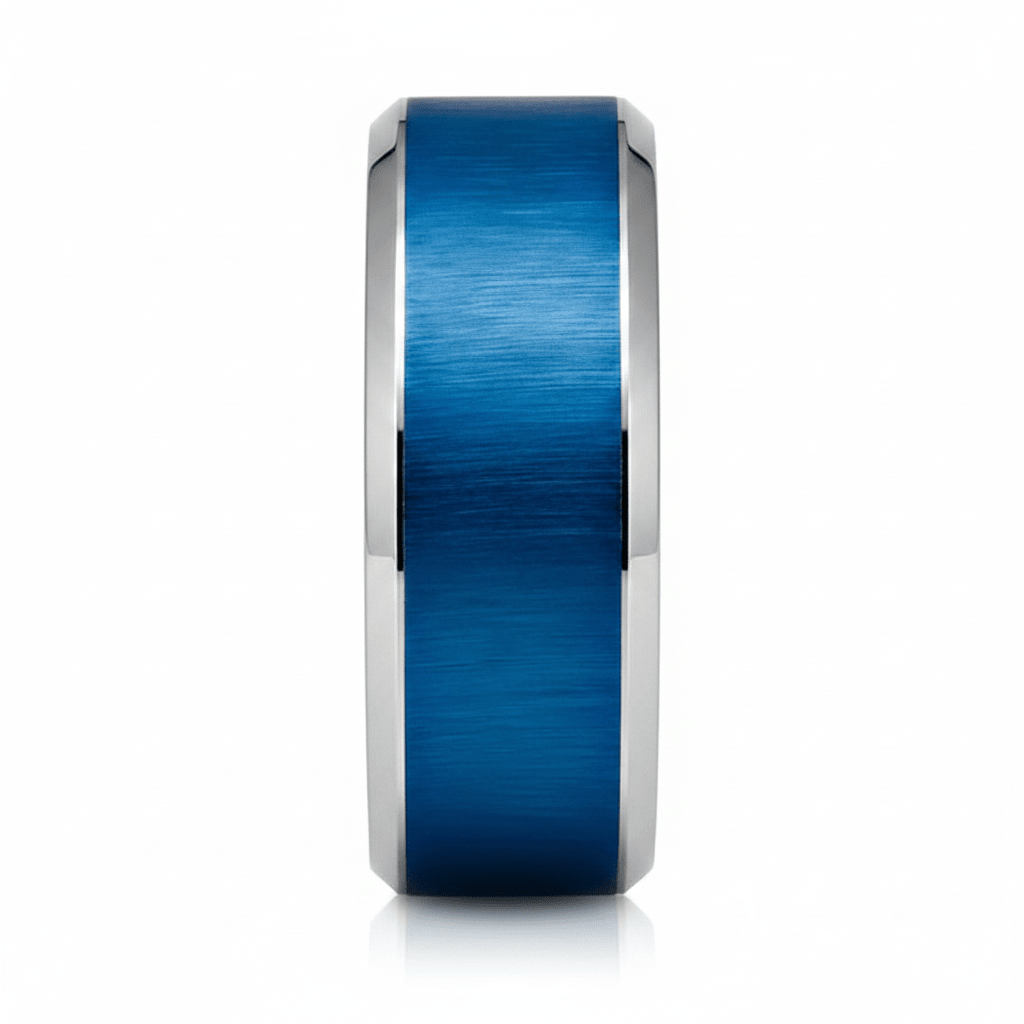 WAYLON — Front-facing straight-on view — men's tungsten wedding ring.
