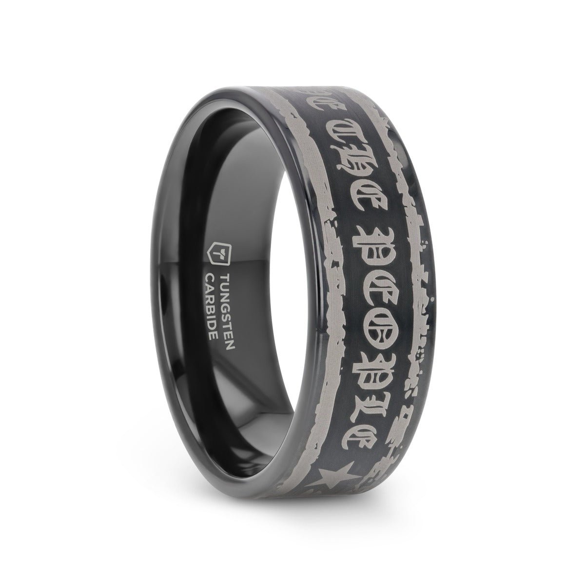 WE THE PEOPLE black tungsten carbide ring, view view