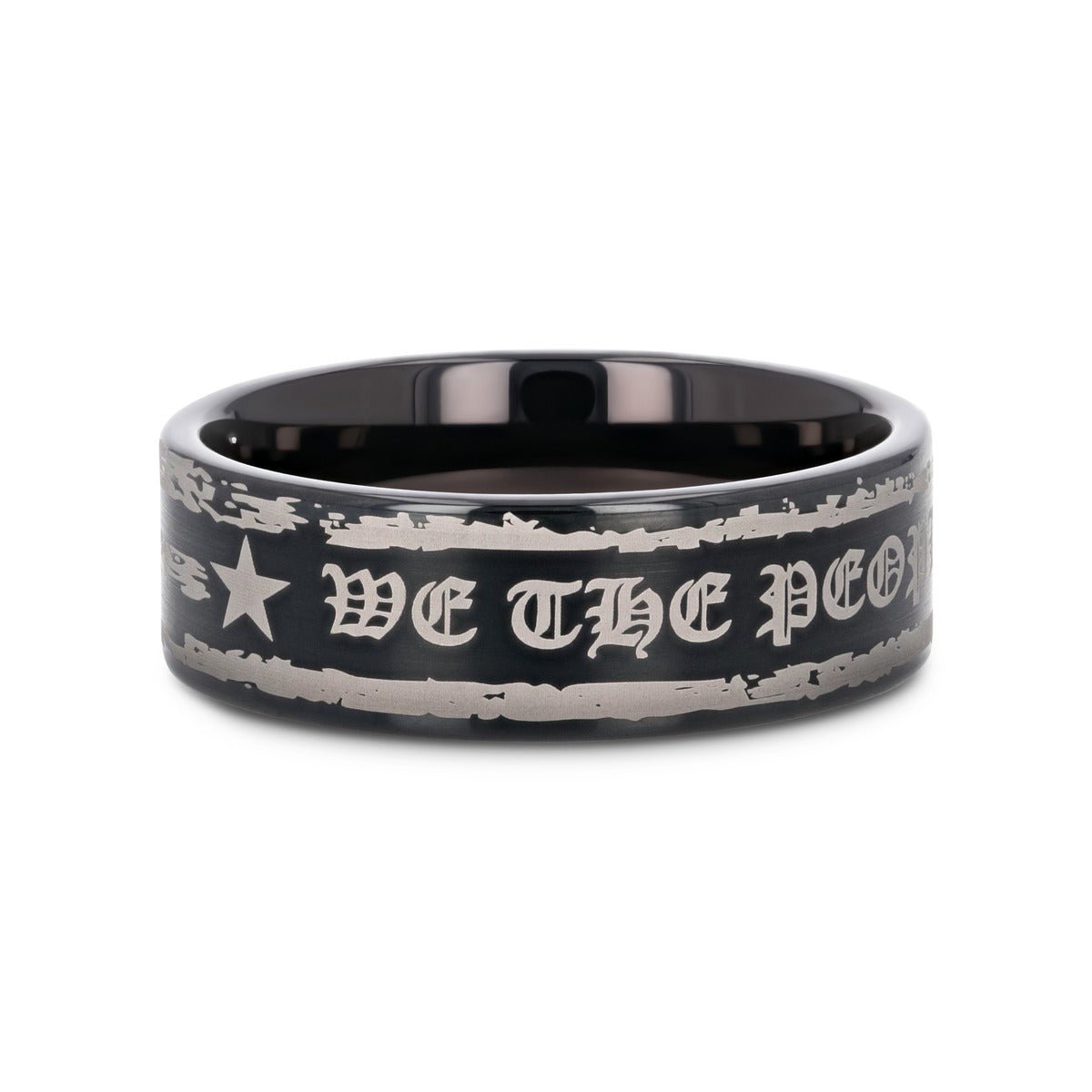 WE THE PEOPLE black tungsten carbide ring, view view