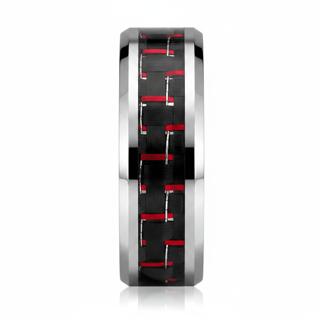 WHISPER — angled view — men's tungsten carbide wedding ring | Aydins Jewelry