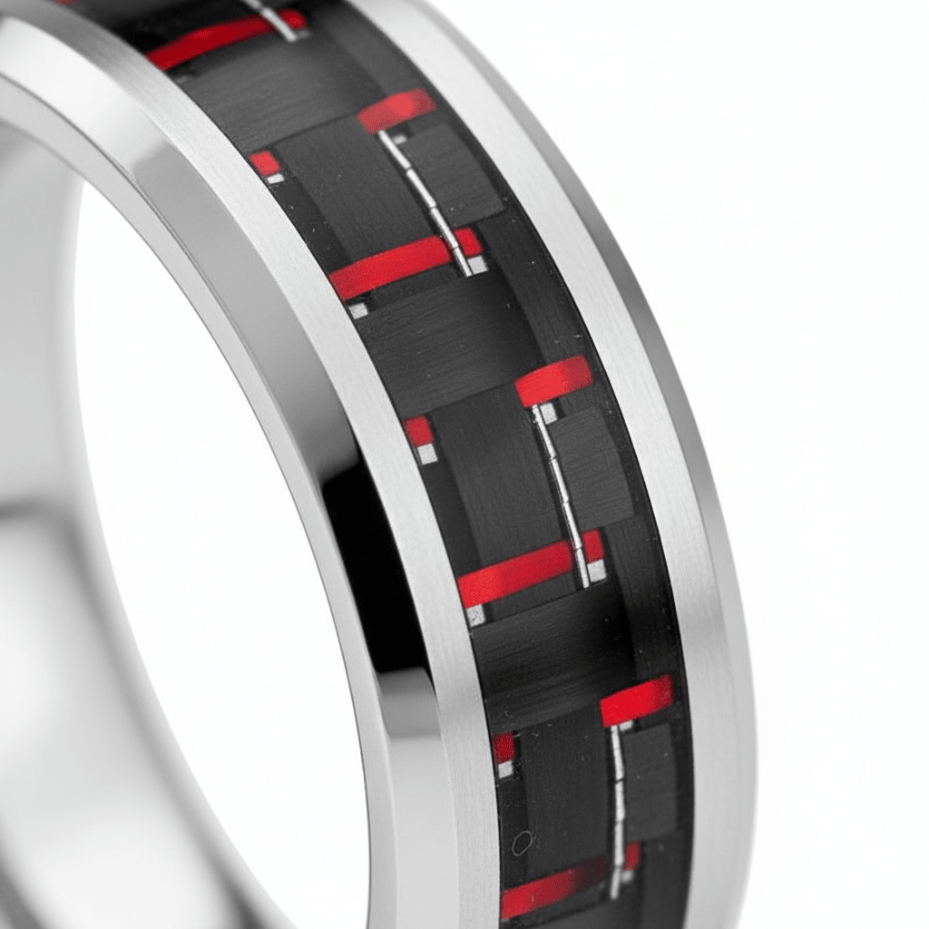 WHISPER — close-up detail — men's tungsten carbide wedding ring | Aydins Jewelry