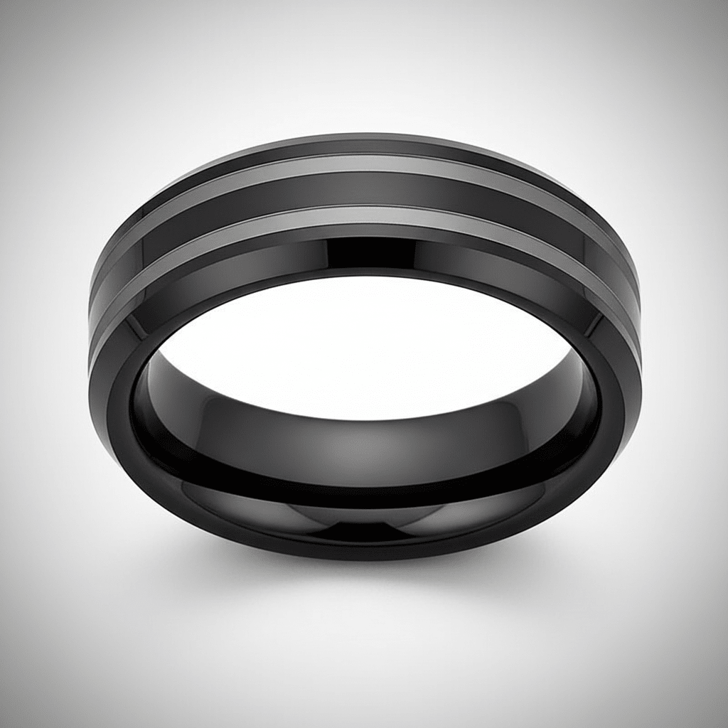WOLSEY — close-up detail — men's tungsten carbide wedding ring | Aydins Jewelry