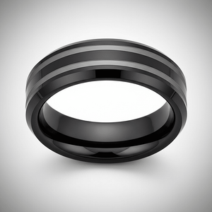 WOLSEY — close-up detail — men's tungsten carbide wedding ring | Aydins Jewelry