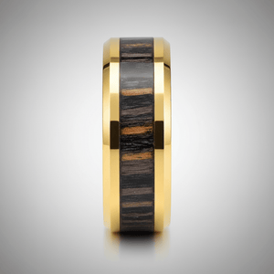 ZEBROSTA — Center-through axial view — men's tungsten wedding ring.