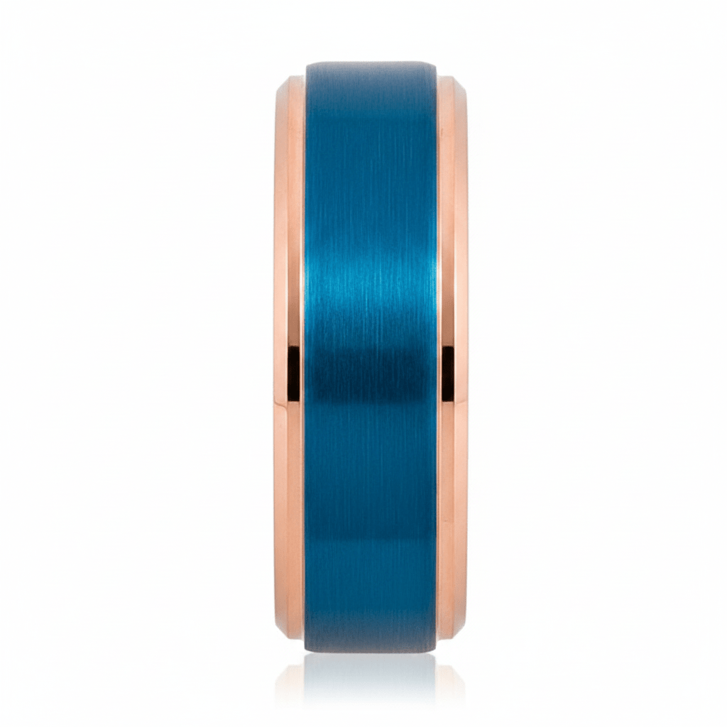 ZION — Front-facing straight-on view — men's tungsten wedding ring.