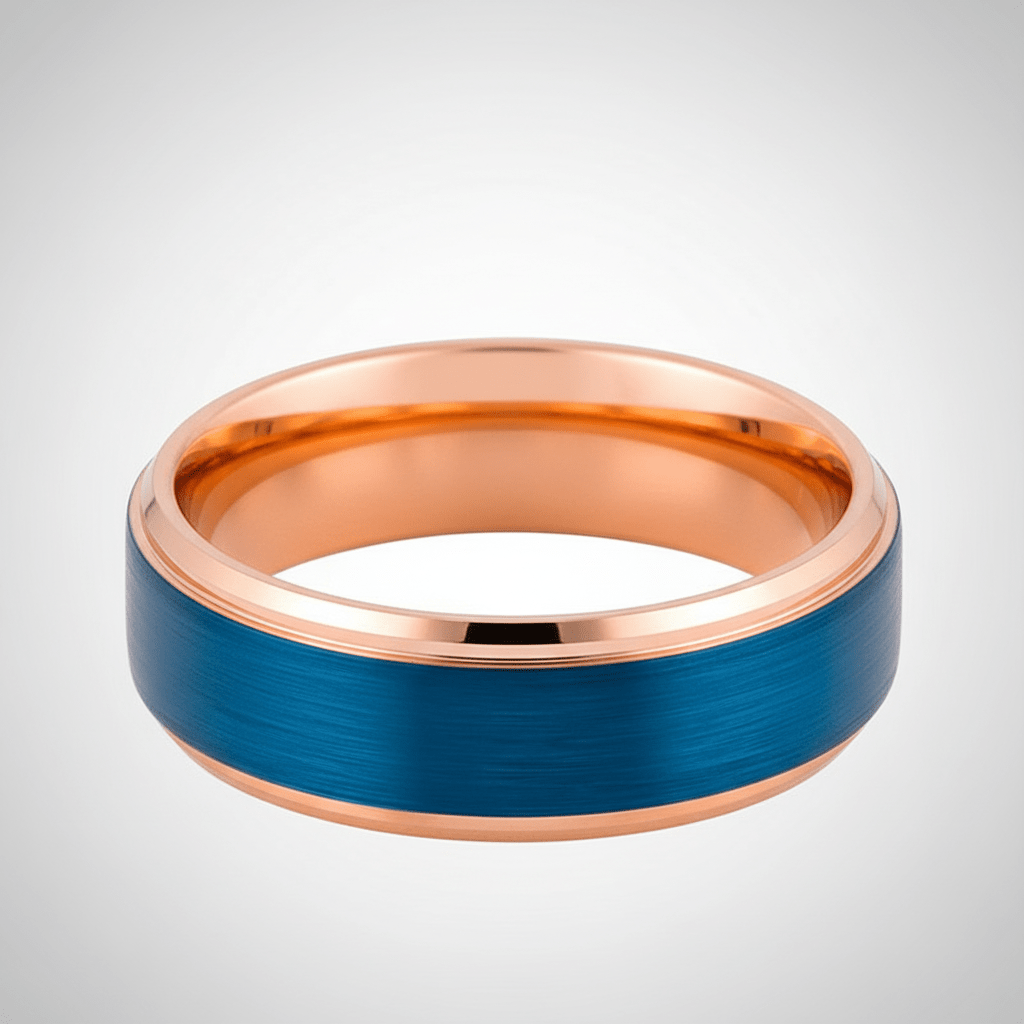 ZION — Center-through axial view — men's tungsten wedding ring.