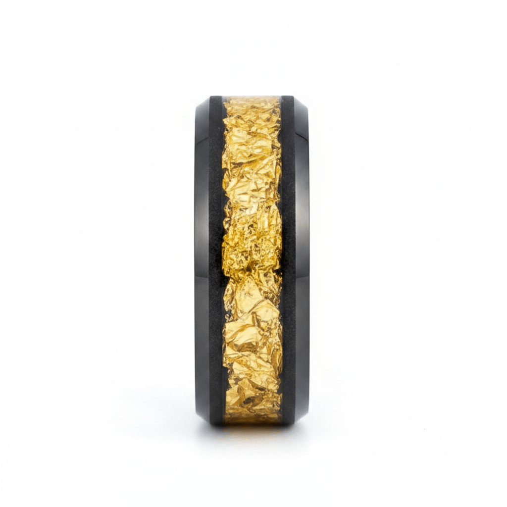ZORYN — Front-facing straight-on view — men's tungsten wedding ring.