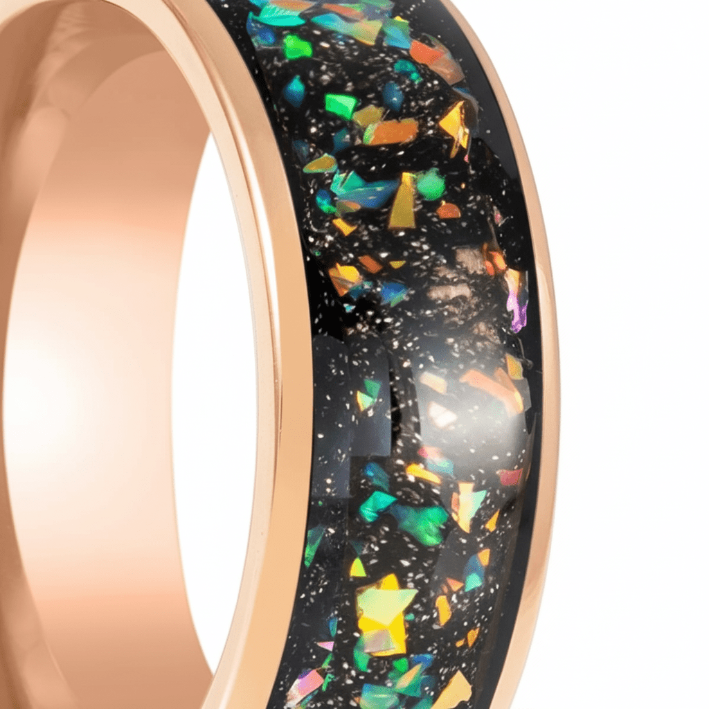 ZUFAR — Extreme macro detail — men's tungsten wedding ring.
