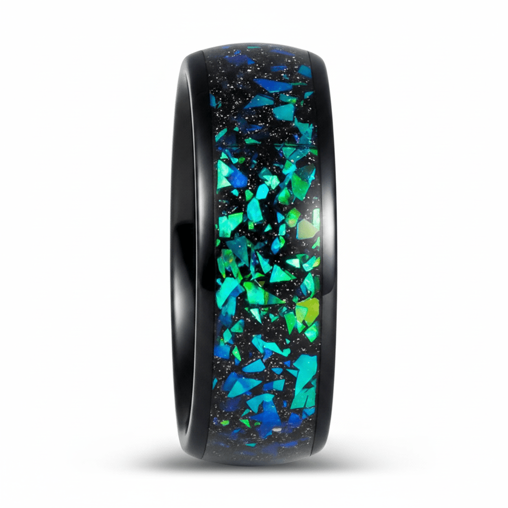 ZURLOU — Front-facing straight-on view — men's tungsten wedding ring.