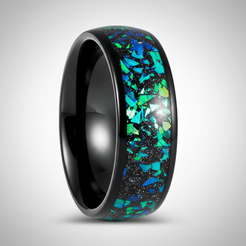ZURLOU — Center-through axial view — men's tungsten wedding ring.