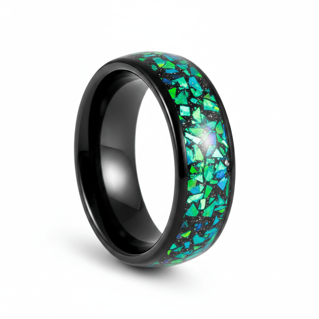 ZURLOU — Hero product shot — men's tungsten wedding ring.