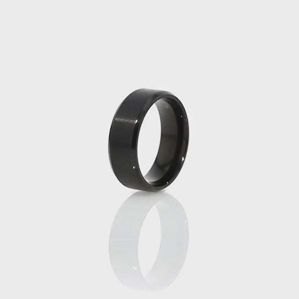 ELYSIAN | Black Titanium Ring, Black Brushed Beveled Edges