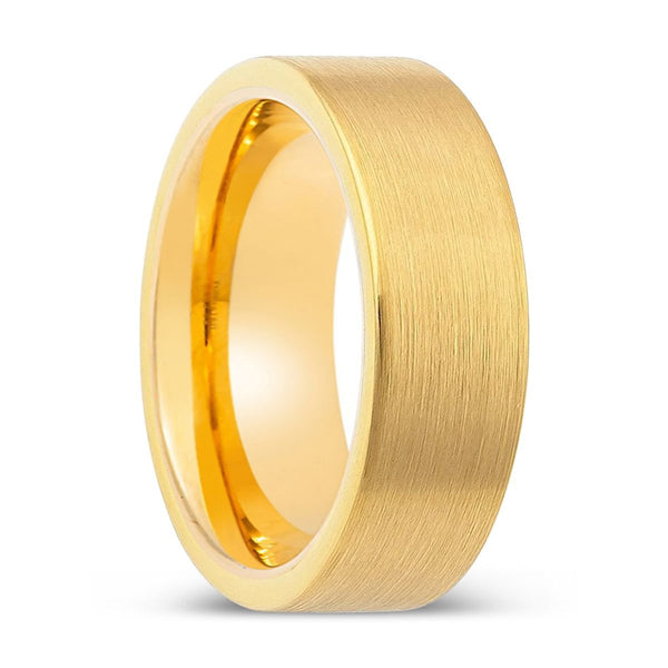 ADDERSFIELD | Gold Ring, Gold Tungsten Ring, Brushed, Flat - Rings - Aydins Jewelry - 1
