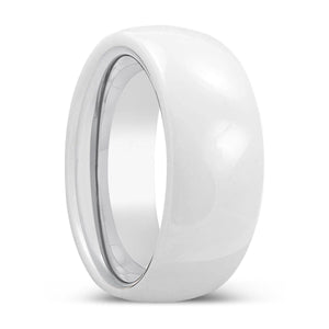 ALABASTER | Silver Ring, White Ceramic Ring, Domed - Rings - Aydins Jewelry - 1