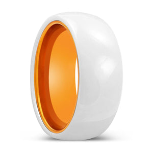 ALBA | Orange Ring, White Ceramic Ring, Domed - Rings - Aydins Jewelry - 1
