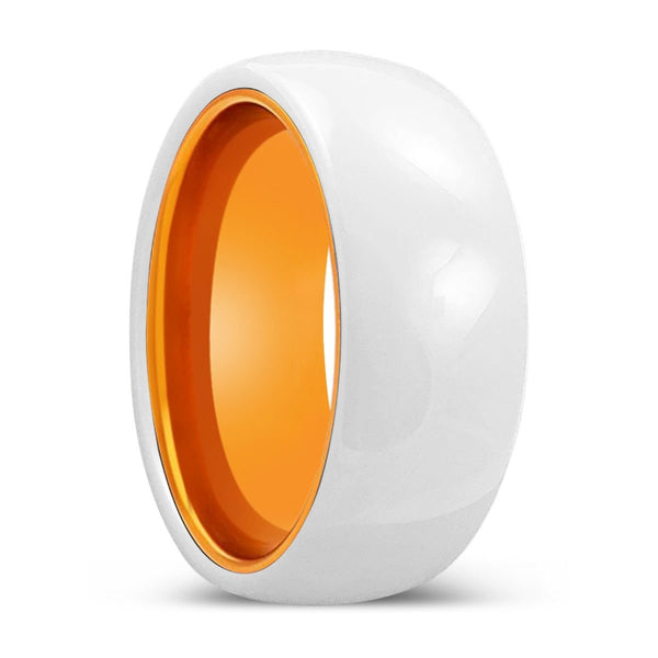 ALBA | Orange Ring, White Ceramic Ring, Domed - Rings - Aydins Jewelry - 1