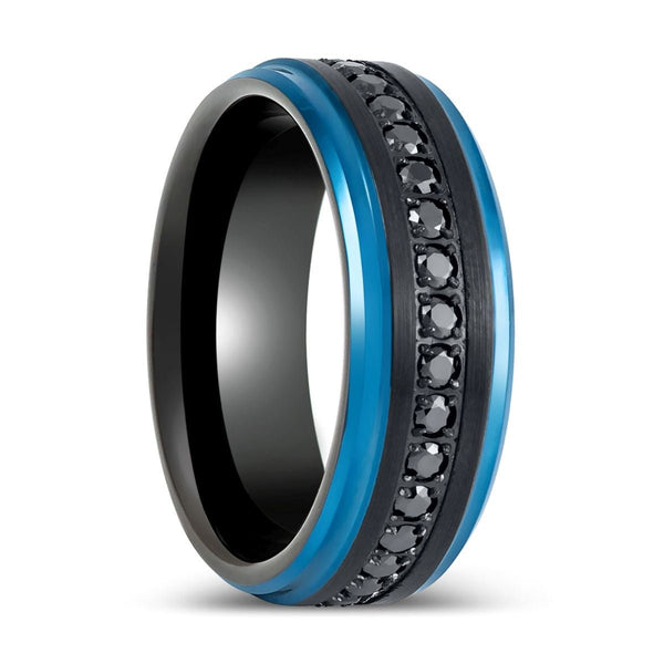 ALISO | Black Tungsten Ring with Blue Edges - Rings - Aydins Jewelry - 1