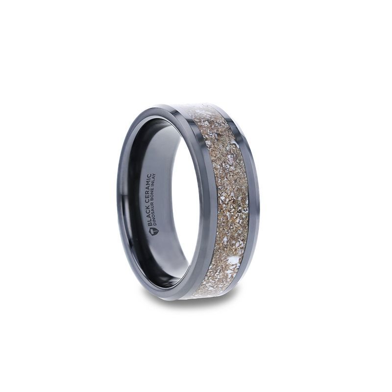 ALLOSAURUS Black Ceramic men's wedding band, image 1