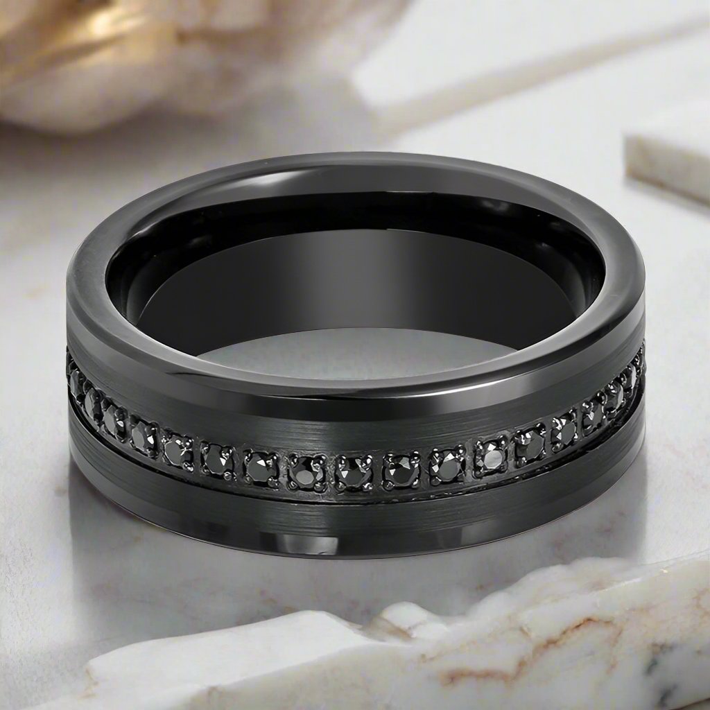 APODIS — alternate angle — men's tungsten carbide wedding ring | Aydins Jewelry