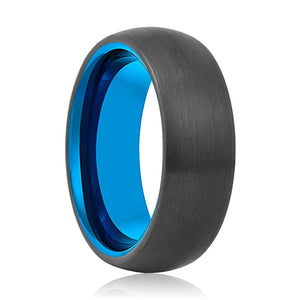 ATASI | Blue Tungsten Ring Black Domed - Rings - Aydins Jewelry - 1