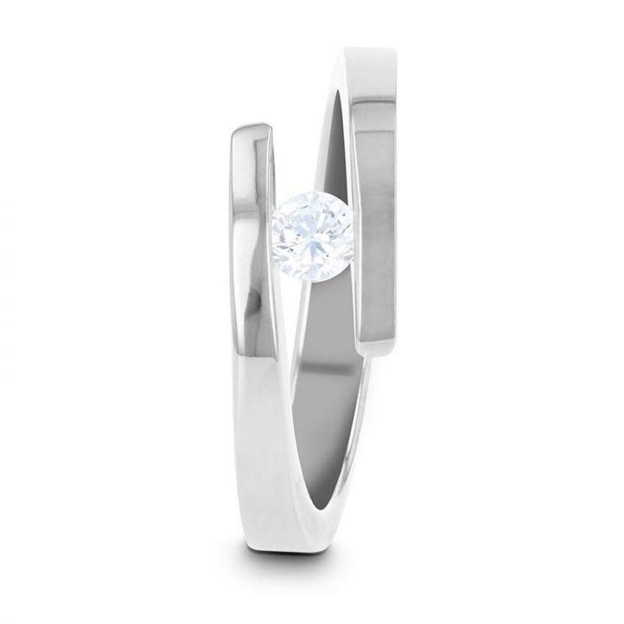 ANNA titanium tension-set diamond band, front view